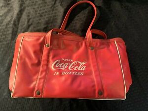 Vintage COKE DRINK COCA COLA IN BOTTLES RED W/ WHITE 14IN COOLER CARRYING Bag