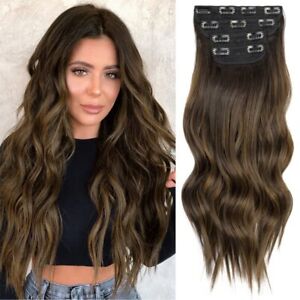 Synthetic Clip in Hair Extensiones Ombre Wave Thick Hairpieces Hair Extensions