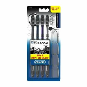 Oral B Cavity Defense 123 Soft Black Toothbrush (Pack of 4 pcs)with cap care - Picture 1 of 3