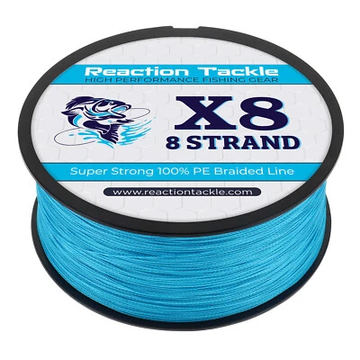 Reaction Tackle Pro 8 Strand Braided Fishing Line Saltwater or Freshwater Hi Vis - Image 1 of 4