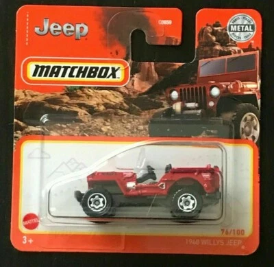 MATCHBOX-MODELLO JEEP 1948 WILLYS JEEP SCALA 1:64 COLORE ROSSO NR.100/100 NUOVO - Immagine 1 di 4