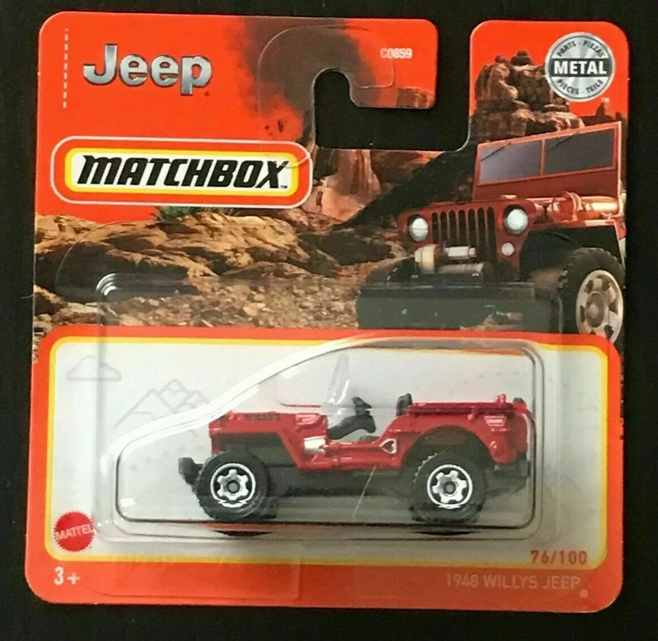 MATCHBOX-MODELLO JEEP 1948 WILLYS JEEP SCALA 1:64 COLORE ROSSO NR.100/100 NUOVO - Immagine 1 di 4