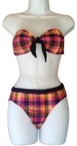 Isaac Mizrahi for Target Women's Small/Medium Plaid Bandeau Bikini Bathing Suit - Picture 1 of 10