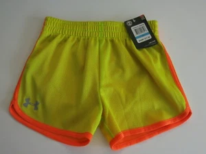 Under Armour 5 Little Girl's Yellow Orange Shorts Short Pants Soccer Heat Gear - Picture 1 of 2