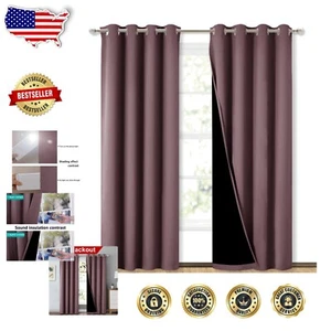 Luxurious Dry Rose 84" Blackout Drapes - Insulated & Noise Blocking for Bedrooms - Picture 1 of 9