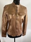 Aria Bronze Gold Moto 100% Leather PVC coated Jacket Small Style 5255ML