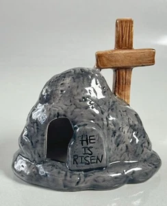 Hobby Lobby Pascua Cerámica He Is Risen Roca Iluminada con Decoración Cruzada Nuevo - Imagen 1 de 3