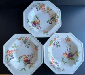 Johnson Bros Ironstone 9” Soup Plate Octagon Fresh Fruit Set Of 3 - Picture 1 of 6