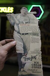 SCARCE 1930s BABE RUTH FRO JOY ICE CREAM CONES DEALER SALES COUNTER DISPLAY SIGN