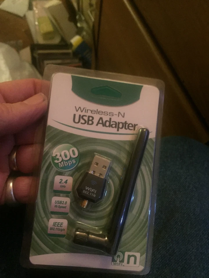 300Mbps Wireless USB WiFi Adapter Dongle Network LAN Card 802.11b/g/n w/ Antenna - Image 1 of 1