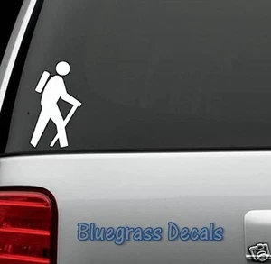 HIKER HIKING CAMPING DECAL STICKER for Car Truck SUV VAN BACKPACK TENT D1056 - Picture 1 of 2