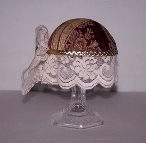 Pincushion Victorian Themed Lamp/Footstool Floral Lace Trim 7" X 6" Handmade New - Picture 1 of 6
