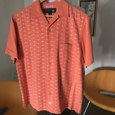 Nat Nast Luxury Originals Silk Camp Shirt Men’s M ‘Tomato’ w/ Embroidered Front - Image 1 of 4