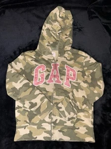 Girls Gap Kids Glitter Camo Zip Up with pink glittery logo - Picture 1 of 8
