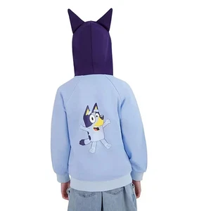 Bluey French Terry Hooded Embroidered Jacket w/Ears Full Zip, Choose Size - NEW - Picture 1 of 11