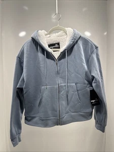 Sugar Kiss Women’s Blue Zip Up Hoodie Sherpa Lined Size L Pockets Soft - Picture 1 of 7