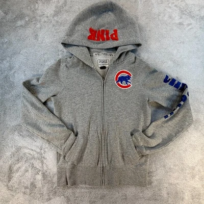 VS PINK Chicago Cubs Sudadera con Capucha Pequeña Gris Cremallera MLB Estrás Cubbies Sudadera Foto 1 de 4