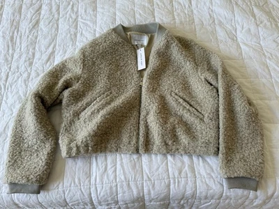 Chaqueta polar Amour Vert Sherpa forrada de satén - tostada - grande - nueva con etiquetas Foto 1 de 4