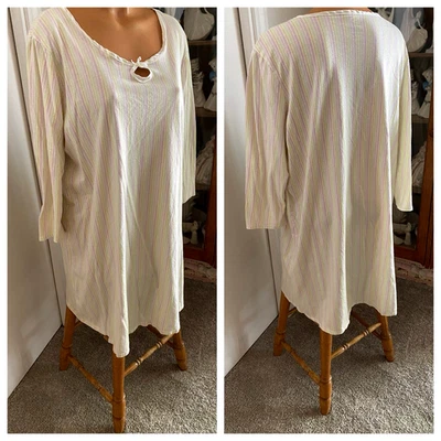 PASA DE DORMIR ROSA PASTEL RAYAS 100% ALGODÓN CAMISÓN CORTO TALLA XL Foto 1 de 4