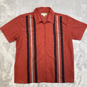 Camisa Haband Para Hombre L Rayas Rojas Cremallera Completa Rockabilly Mod De Colección - Imagen 1 de 8