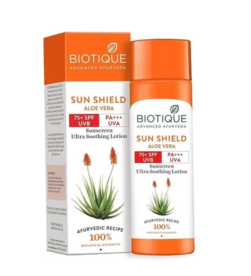 Biotique Sun Shield Aloe Vera 75+ SPF Sunscreen Ultra Soothing Lotion, 190ml - Image 1 of 4