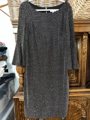 Vestido Vaina Brillante Calvin Klein Talla 14 Mangas Acampanadas Foto 1 de 4