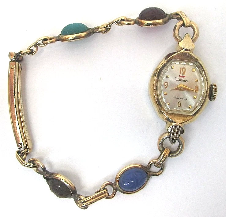 Reloj Pulsera Waltham 21J Escarabajo Piedra Real 1950 De Colección Escarabajos Funciona y Mantiene el Tiempo Foto 1 de 4