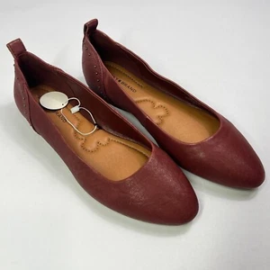 Lucky Brand Leather Ballet Flats Studded Accents Casual Shoes Womens 8M Brown - Picture 1 of 12