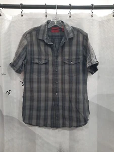 Alfani Fitted Men's Medium Short Sleeve Striped Button Up Collared Shirt - Picture 1 of 5