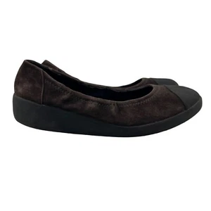 Fitflop Ballet Flat Womens 38 Brown Suede Leather Slip On Shoes Round Cap Toe - Picture 1 of 10