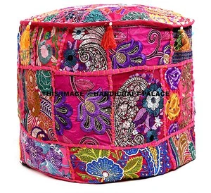 Indisch Vintage Patchwork Sitzkissen, Indisch Wohnzimmer Hocker, Schemel Kunst - Bild 1 von 3