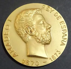 MEDALLA CONMEMORATIVA REY AMADEO I KING BRONCE DORADO CALICO MEDAL TECXX 15 - Imagen 1 de 6