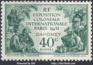 DAHOMEY EXPO COLONIALE DE PARIS 40c VERT N° 99 NEUF * AVEC CHARNIERE - Picture 1 of 2
