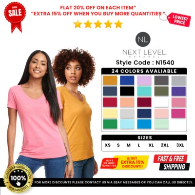 Camiseta Next Level Apparel N1540 para mujer manga corta ideal ligera cuello en V Foto 1 de 2