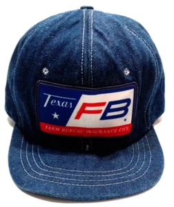 Vintage Denim Texas FB Farm Bureau Insurance Co's. Trucker Hat Cap Snap Back - Picture 1 of 11