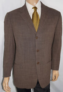 42R Giorgio Armani Classico $1095 Suit Jacket - 42 Brown Check 3Btn Wool Blazer