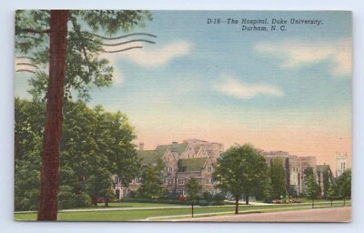 Duke University Hospital Building Durham North Carolina Postcard VTG NC Linen - Image 1 of 2