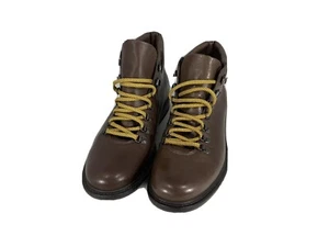Boemos 4879 Men's Brown Leather Yellow Lace Ankle Winter Boots Shoes 45 12 Italy - Picture 1 of 4