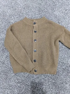 Boys Tan Cardigan Button Cable-Knit Sweater Size 11/12 Large GUC - Picture 1 of 2