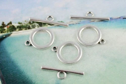 15 Sets Tibetan Silver circle toggle clasps 21mm FC12588 - Image 1 of 1