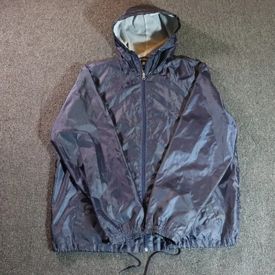 CHAQUETA CORTAVIENTOS VINTAGE AÑOS 2000 STARTER RETRO CON CAPUCHA AZUL MARINO GRANDE Foto 1 de 4