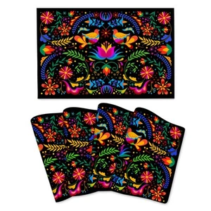 Mexican Placemats Set of 4 Linen Decorative Washable Table Mats 12"x18" - Picture 1 of 6