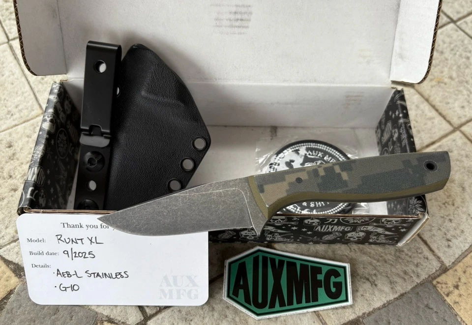 Cuchillos Aux Mfg RuntXL Camuflaje G10 AEB-L Acero Funda Kydex Foto 1 de 4