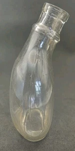 RARE Antique Glass Turtle Style Baby Bottle 8 Oz. Murder Bottle Flat Bottom - Picture 1 of 7