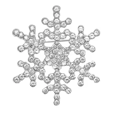 闪亮圣诞雪花胸针水晶银针假日冬季珠宝首饰礼物 — 第 1/4 张图片