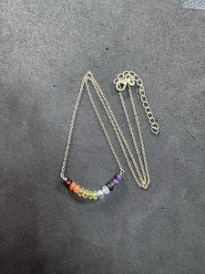 2.7g VTG Sterling Silver 925 Multi Gemstone Necklace 16”-18” Jewelry lot N - Picture 1 of 10
