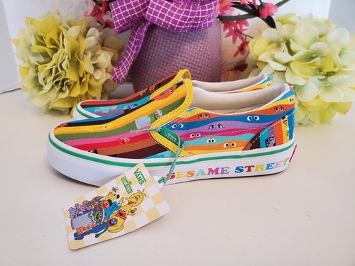 Vans x Sesame Street ~ Scarpe slip on classiche arcobaleno casual per bambini ? ? ? Taglia 2 ~Nuove