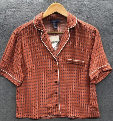 Top tejido Forever 21 talla pequeña manga corta multicolor rojo pijama look salón Foto 1 de 4