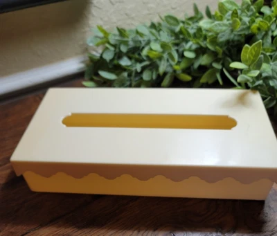 Suporte de caixa de tecido vintage retrô anos 60 Amesware com tampa plástico amarelo sólido - Imagem 1 de 4