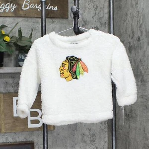 nHL Chicago Blackhawks Girls Crew Neck Poly Gold Lurex Sweatshirt White Lurex XS - Picture 1 of 4